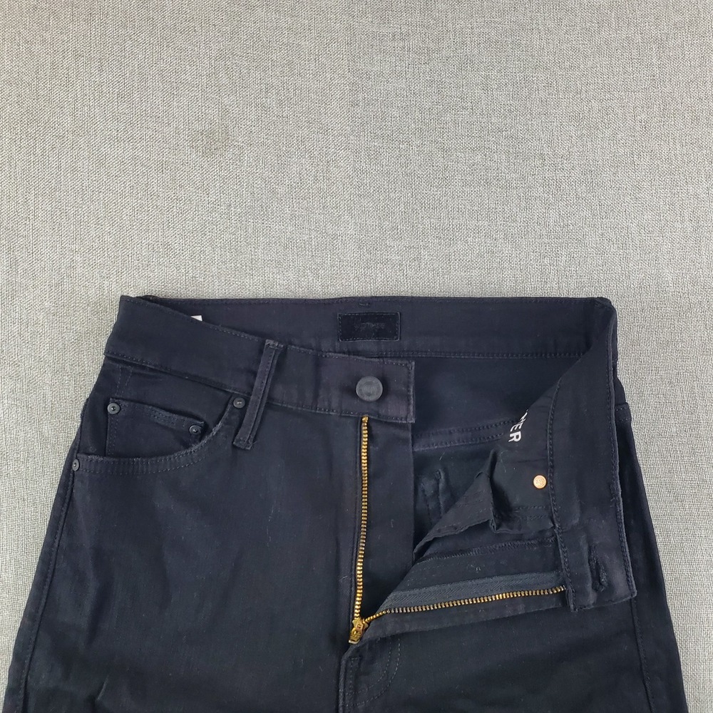 MOTHER Jeans 27 The Insider Crop Step Fray Black Zip Fly Denim No Guilty Wash - Picture 4 of 16